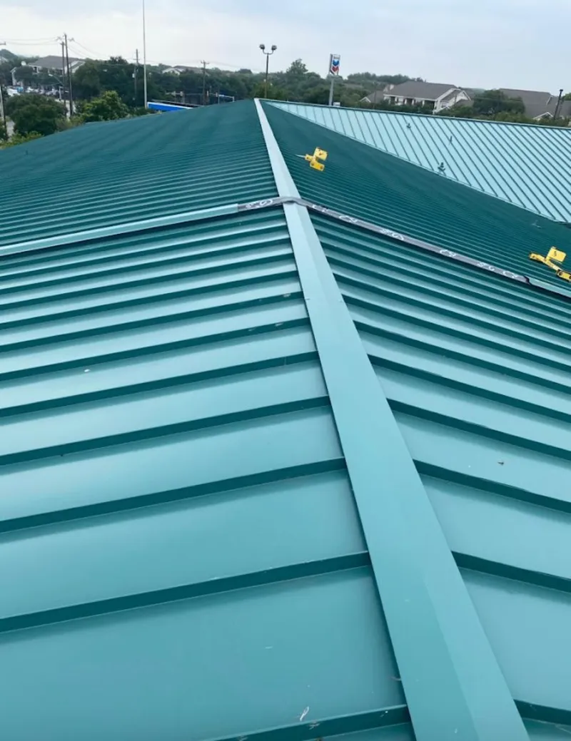Green commercial metal roof ridge and valley for Metal Roof Repair in Litchfield